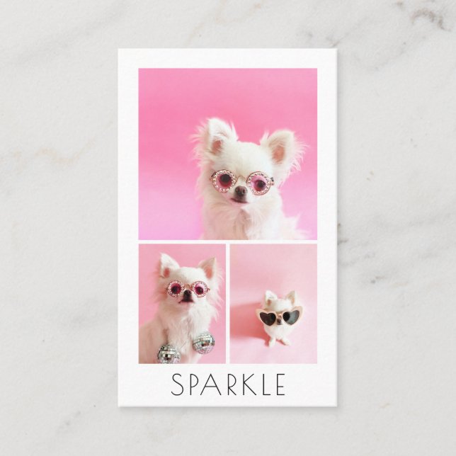 Modern Personalised 4 Photo Collage QR Code Business Card (Front)