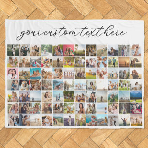 Modern Personalised 84 Photo Collage Fleece Blanket