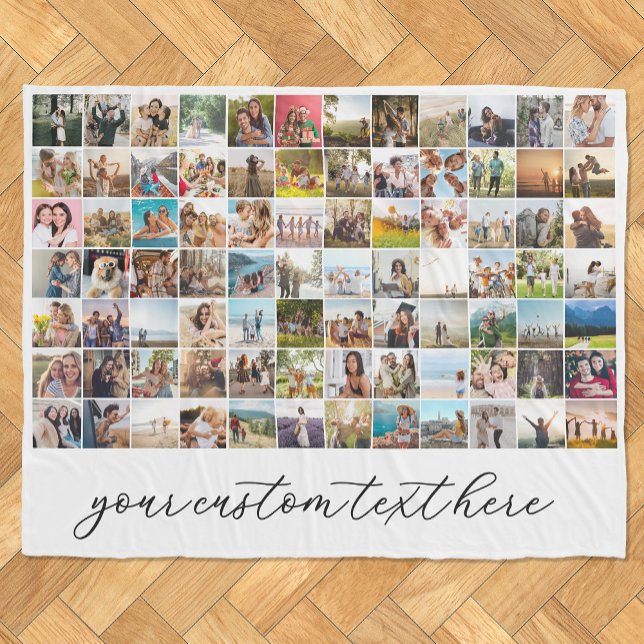 Modern Personalised 84 Photo Collage Fleece Blanket (Creator Uploaded)