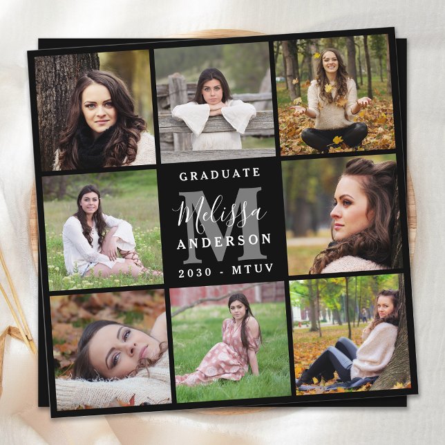 Modern Personalised 8 Photo Collage Graduation Invitation (Creator Uploaded)