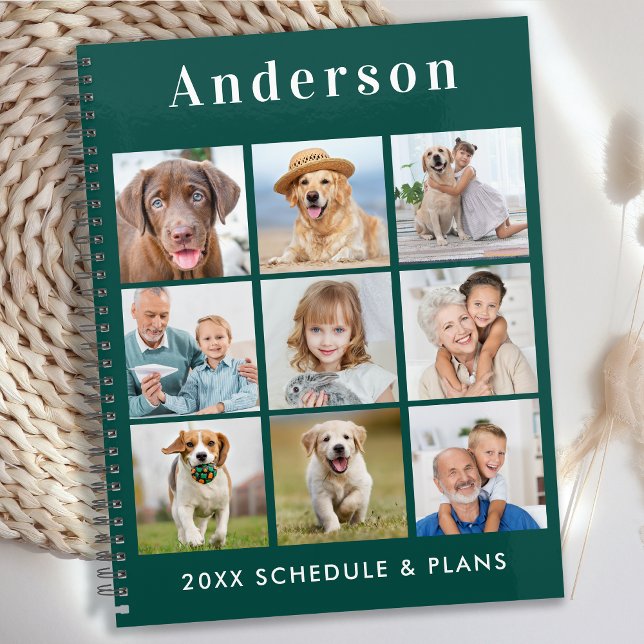 Modern Personalised 9 Photo Collage Emerald Green Planner (Creator Uploaded)