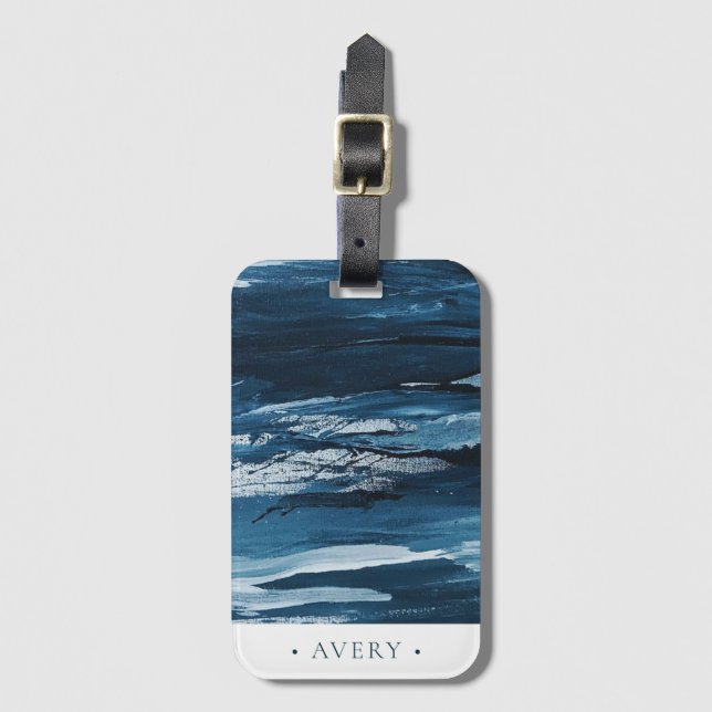 Modern Personalised Abstract Paint Luggage Tag (Front Vertical)
