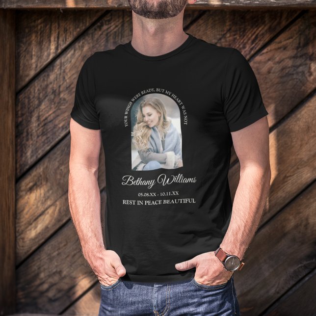 Modern Personalised Arch Photo Memorial T-Shirt (Creator Uploaded)