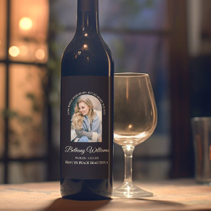 Modern Personalised Arch Photo Memorial Wine Label