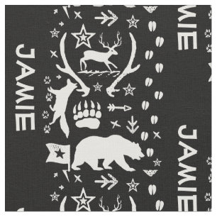 Modern Personalised Bear Fox Deer Boys Room Fabric