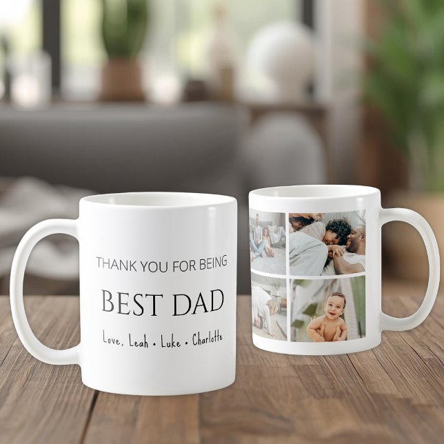 Modern Personalised Best Dad Photo Collage Mug (Creator Uploaded)