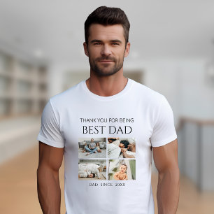 Modern Personalised Best Dad Photo Collage T-Shirt