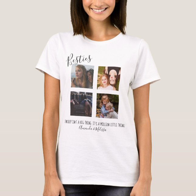 Modern | Personalised | Besties | 4 Photo T-Shirt (Front)