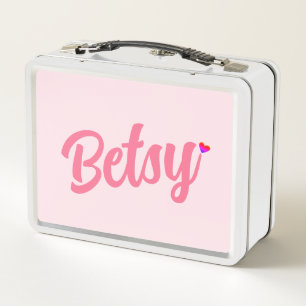 Modern Personalised Betsy And Colourful Love Shape Metal Lunch Box