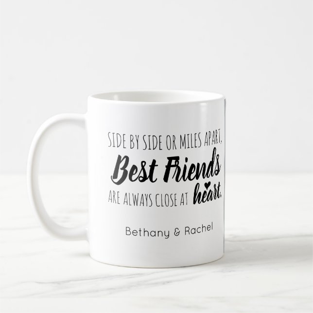 Modern Personalised BFF Best Friend Script Photo Coffee Mug (Left)