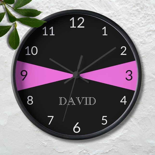  Modern Personalised Black White Bubblegum Pink Clock (Creator Uploaded)