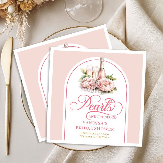 Modern Personalised Blush and Gold Bridal Napkins (Modern Personalized Blush and Gold Bridal Napkin)