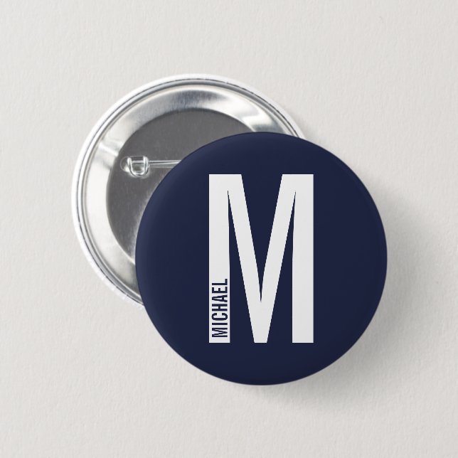 Modern Personalised Bold Monogram and Name 6 Cm Round Badge (Front & Back)
