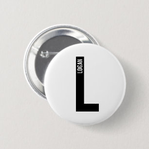 Modern Personalised Bold Monogram and Name 6 Cm Round Badge