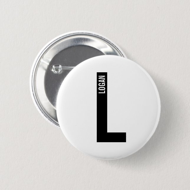 Modern Personalised Bold Monogram and Name 6 Cm Round Badge (Front & Back)