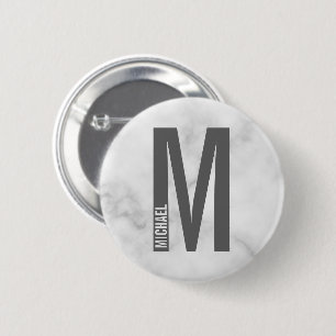 Modern Personalised Bold Monogram and Name 6 Cm Round Badge
