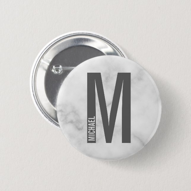 Modern Personalised Bold Monogram and Name 6 Cm Round Badge (Front & Back)