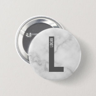 Modern Personalised Bold Monogram and Name 6 Cm Round Badge