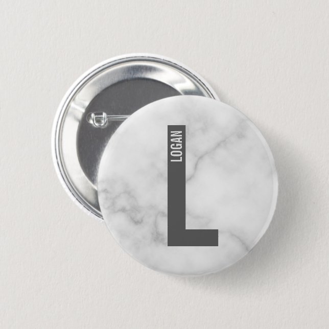Modern Personalised Bold Monogram and Name 6 Cm Round Badge (Front & Back)