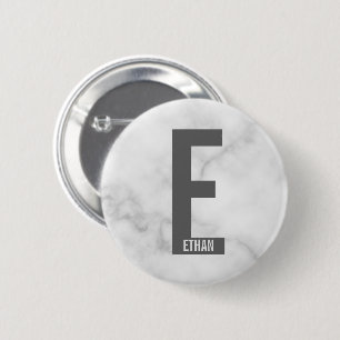 Modern Personalised Bold Monogram and Name 6 Cm Round Badge