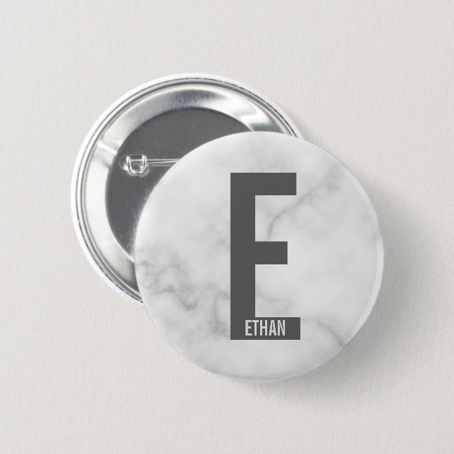 Modern Personalised Bold Monogram and Name 6 Cm Round Badge (Front & Back)