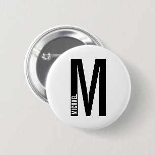 Modern Personalised Bold Monogram and Name 6 Cm Round Badge