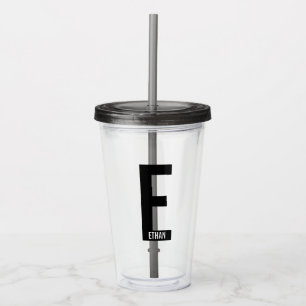 Modern Personalised Bold Monogram and Name Acrylic Tumbler