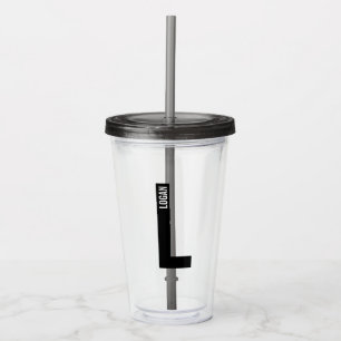 Modern Personalised Bold Monogram and Name Acrylic Tumbler