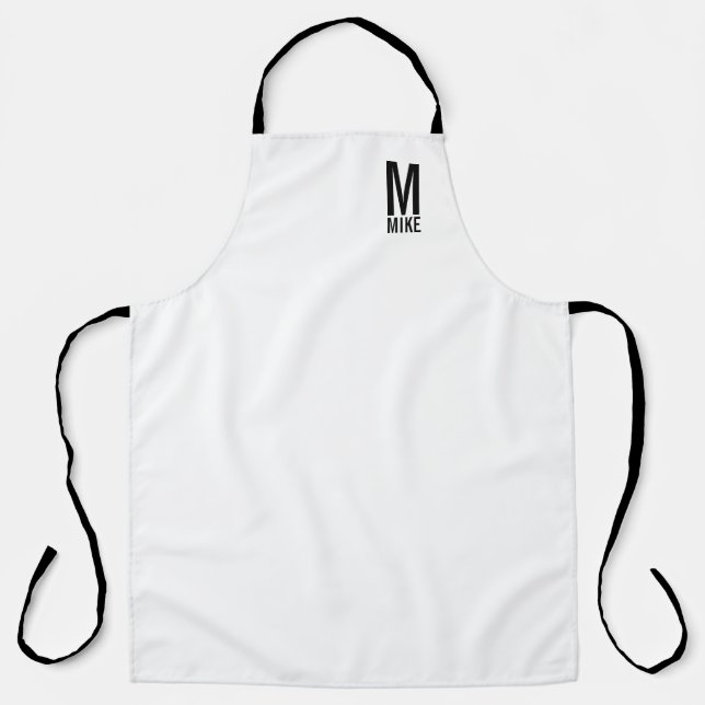 Modern Personalised Bold Monogram and Name Apron (Front)