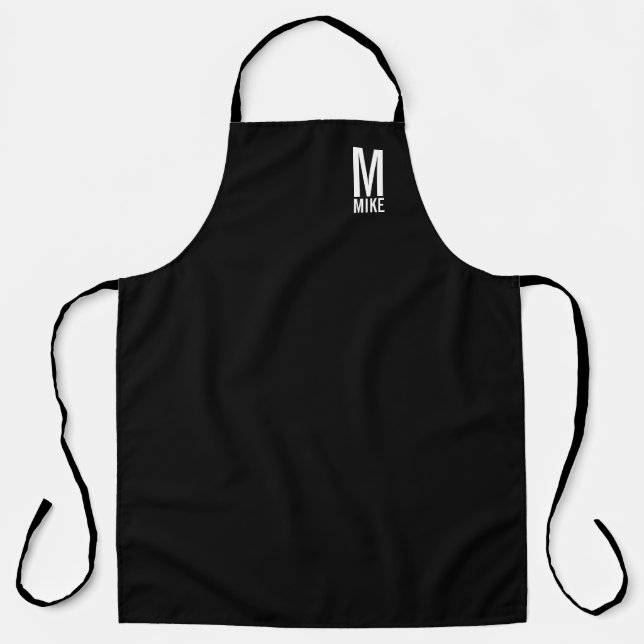Modern Personalised Bold Monogram and Name Apron (Front)