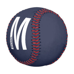 Modern Personalised Bold Monogram and Name Baseball