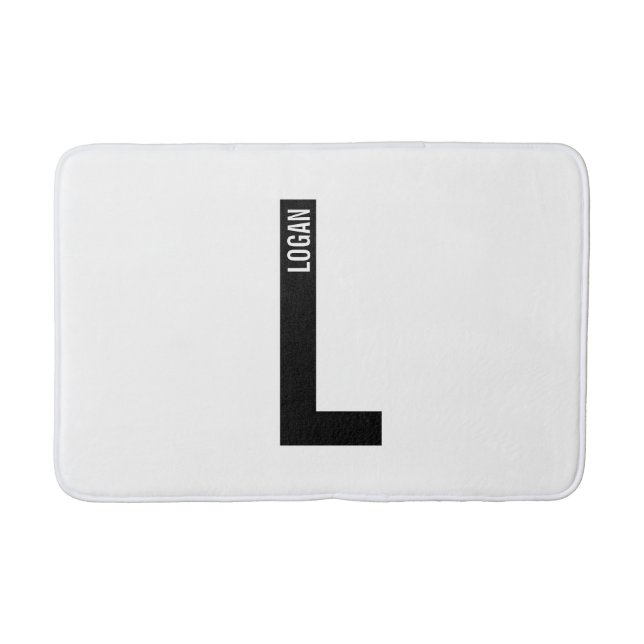 Modern Personalised Bold Monogram and Name Bath Mat (Front)