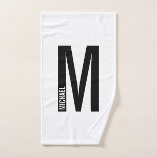 Modern Personalised Bold Monogram and Name Bath Towel Set