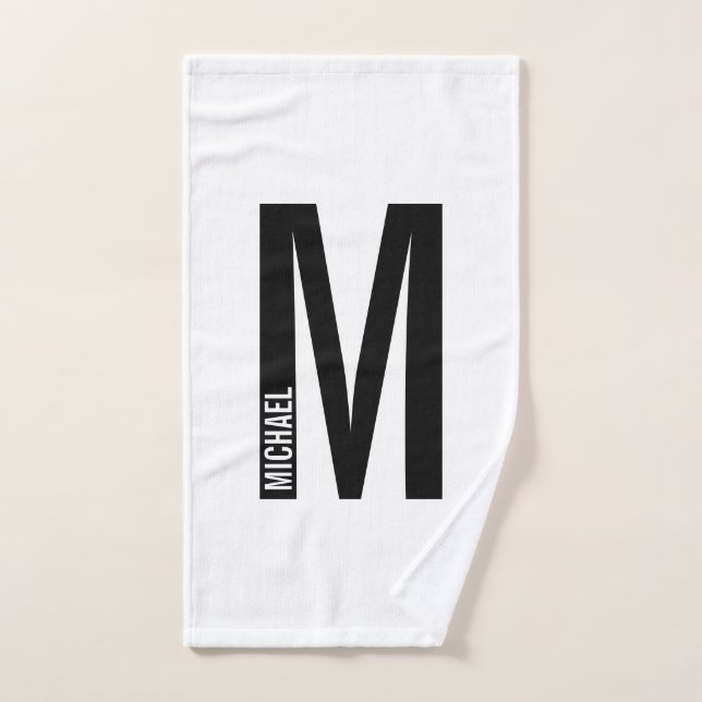 Modern Personalised Bold Monogram and Name Bath Towel Set (Hand Towel)