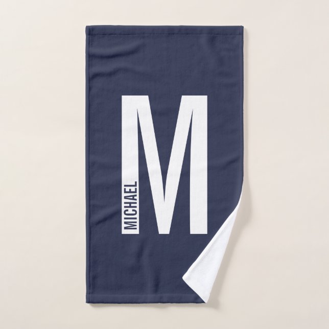 Modern Personalised Bold Monogram and Name Bath Towel Set (Hand Towel)