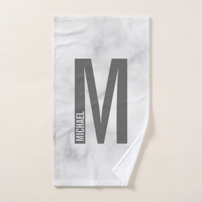 Modern Personalised Bold Monogram and Name Bath Towel Set (Hand Towel)