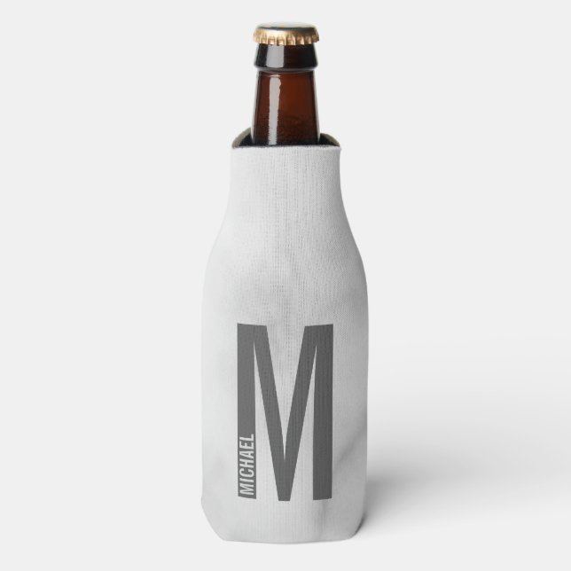 Modern Personalised Bold Monogram and Name Bottle Cooler (Bottle Front)
