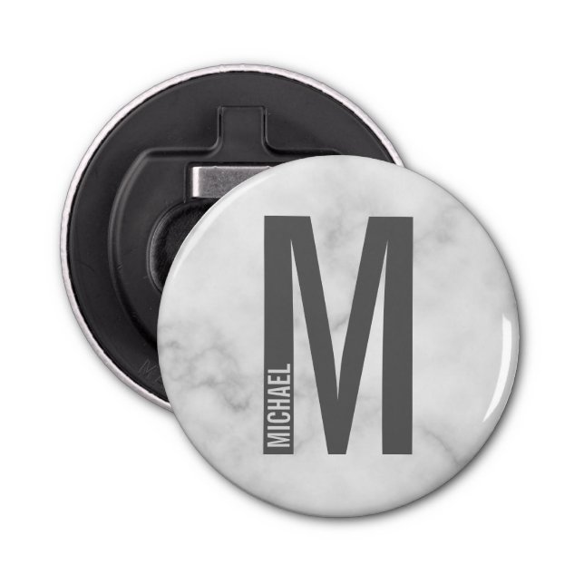 Modern Personalised Bold Monogram and Name Bottle Opener (Front)