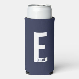 Modern Personalised Bold Monogram and Name Can Coo Seltzer Can Cooler
