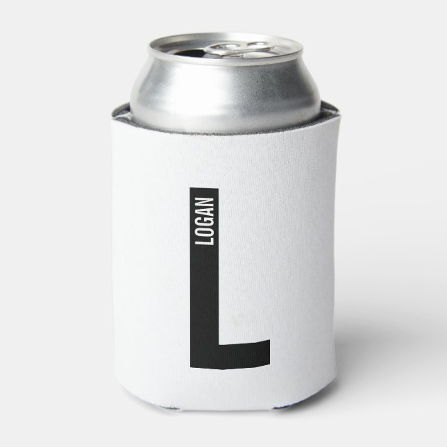 Modern Personalised Bold Monogram and Name Can Cooler (Can Front)