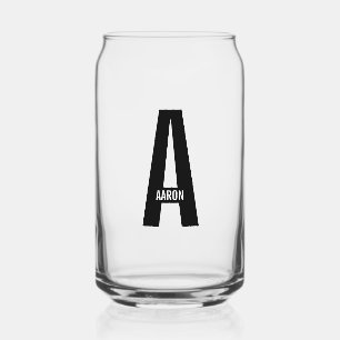 Modern Personalised Bold Monogram and Name Can Glass