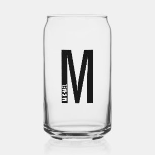 Modern Personalised Bold Monogram and Name Can Glass