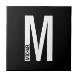 Modern Personalised Bold Monogram and Name Ceramic Tile<br><div class="desc">Modern Monogram Design featuring personalised monogram letter "M" and name in modern bold sans serif font style.</div>