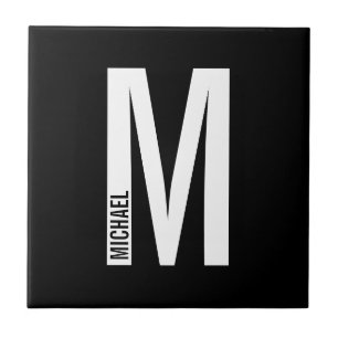 Modern Personalised Bold Monogram and Name Ceramic Tile