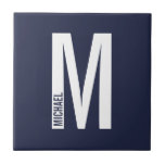 Modern Personalised Bold Monogram and Name Ceramic Tile<br><div class="desc">Modern Monogram Design featuring personalised monogram letter "M" and name in modern bold sans serif font style.</div>
