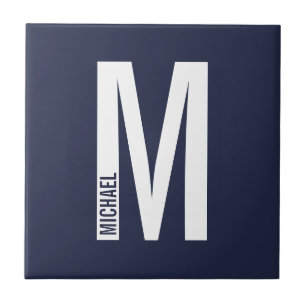 Modern Personalised Bold Monogram and Name Ceramic Tile