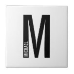 Modern Personalised Bold Monogram and Name Ceramic Tile<br><div class="desc">Modern Monogram Design featuring personalised monogram letter "M" and name in modern bold sans serif font style.</div>