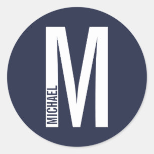 Modern Personalised Bold Monogram and Name Classic Round Sticker