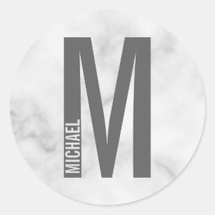 Modern Personalised Bold Monogram and Name Classic Round Sticker