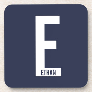 Modern Personalised Bold Monogram and Name Coaster